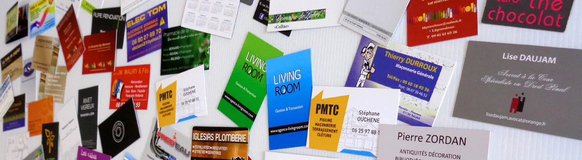 Conception graphique, fabrication de cartes de visite et cartes de fidélité