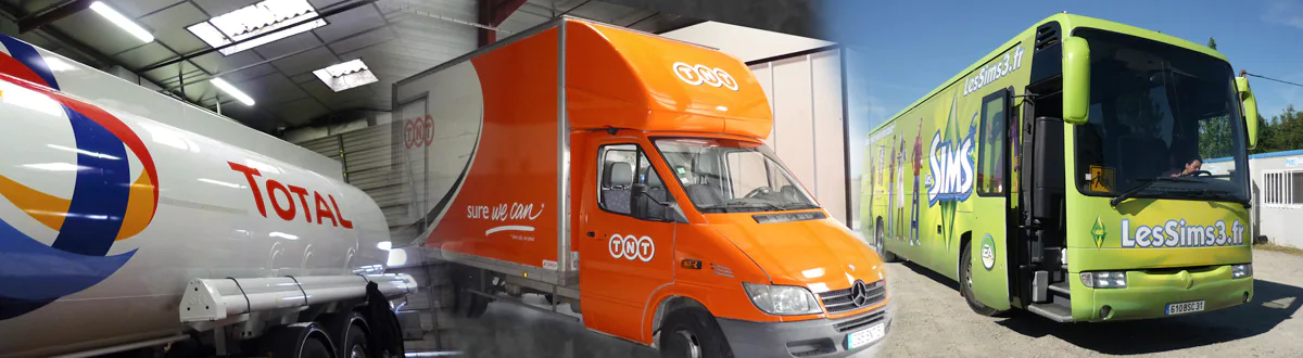 Marquage adhésif sur camion citerne - Total covering adhésif sur camion et bus - Impression et pose par nos soins